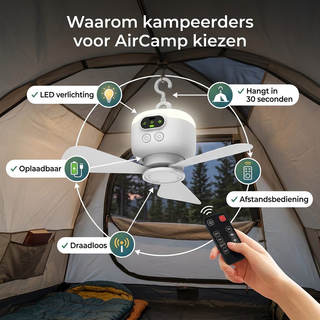AirCamp™ | Hangende Campingventilator voor Koele Nachten