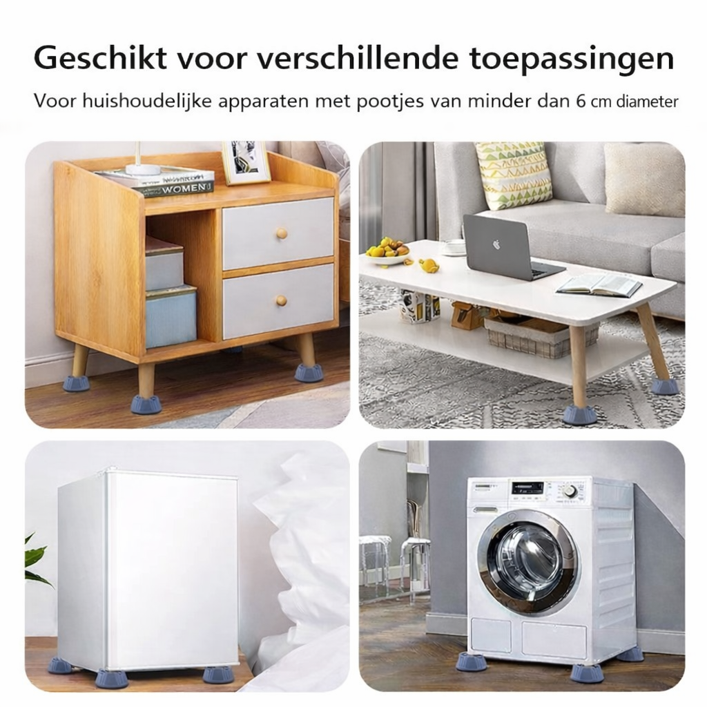 WashGrip™ | Antislip Anti-Trillingsvoeten voor de Wasmachine