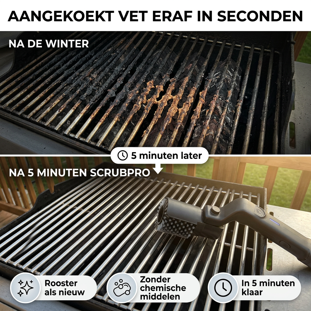 ScrubPro™ | BBQ Roosterreiniger — Aangekoekt Vet Eraf in Seconden, Zonder Losse Borstelharen