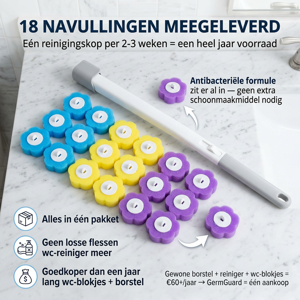 GermGuard™ | Zelfreinigende WC-Borstel met Antibacteriële Reinigingsformule
