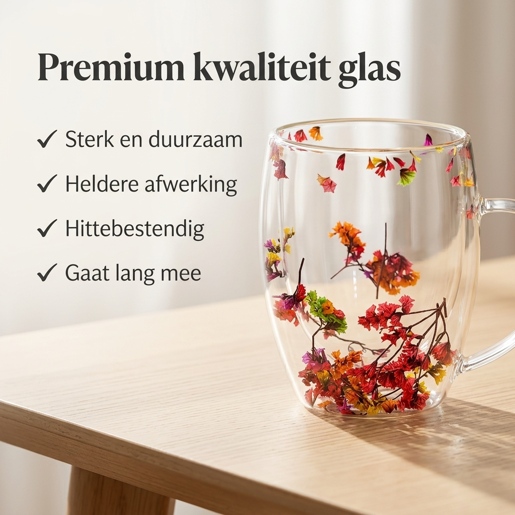 Floréa Atelier | Handgemaakte Glazen met Echte Gedroogde Bloemen