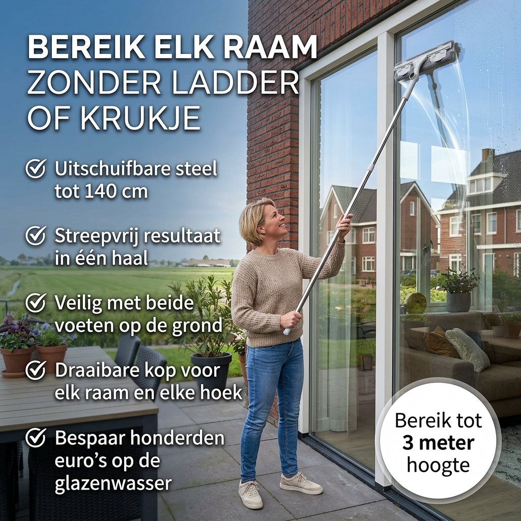 EasyWipe™ | Ramen Wassen Zonder Ladder, Streepvrij in Één Haal