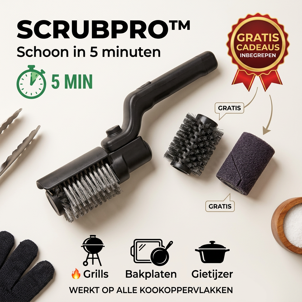 ScrubPro™ | BBQ Roosterreiniger — Aangekoekt Vet Eraf in Seconden, Zonder Losse Borstelharen