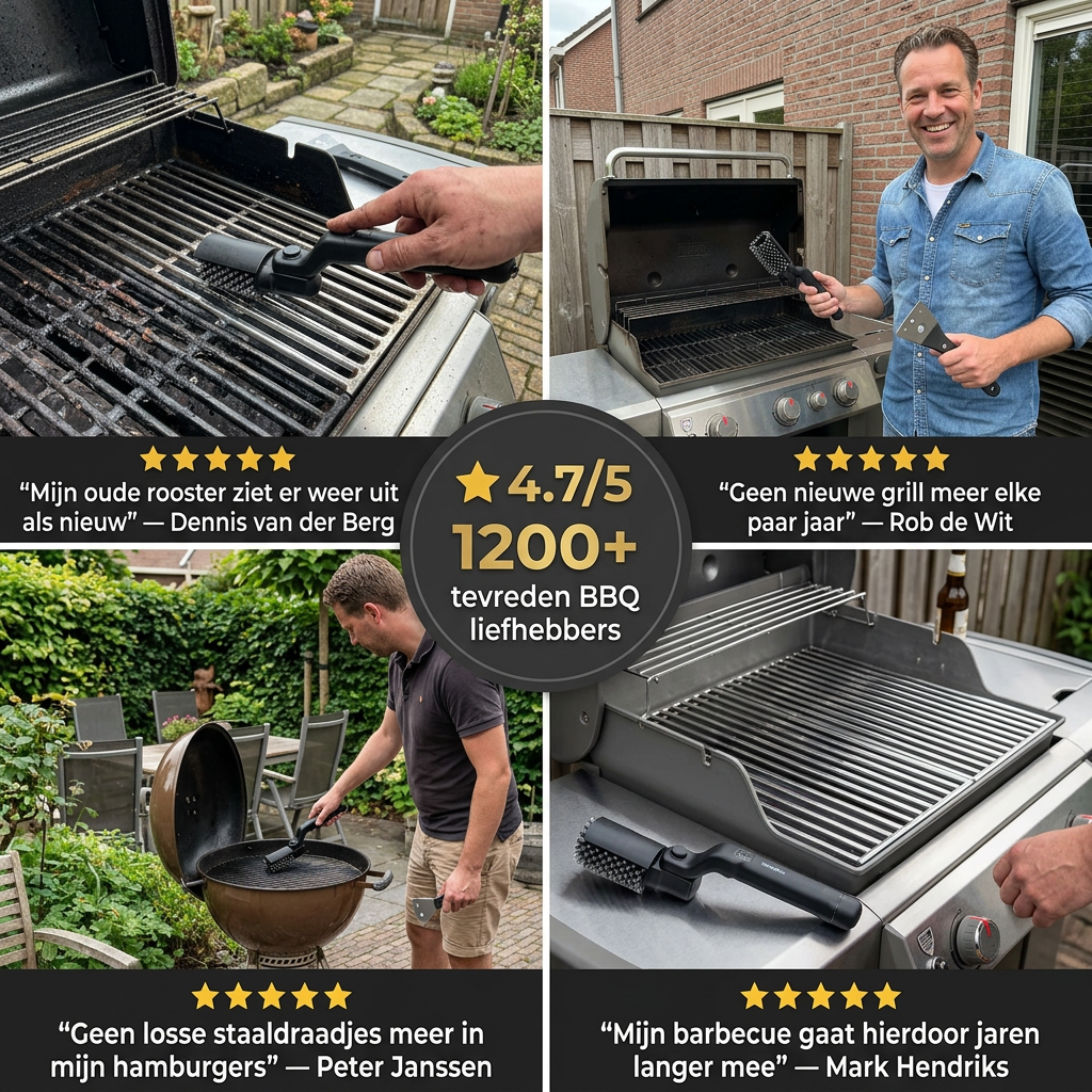 ScrubPro™ | BBQ Roosterreiniger — Aangekoekt Vet Eraf in Seconden, Zonder Losse Borstelharen
