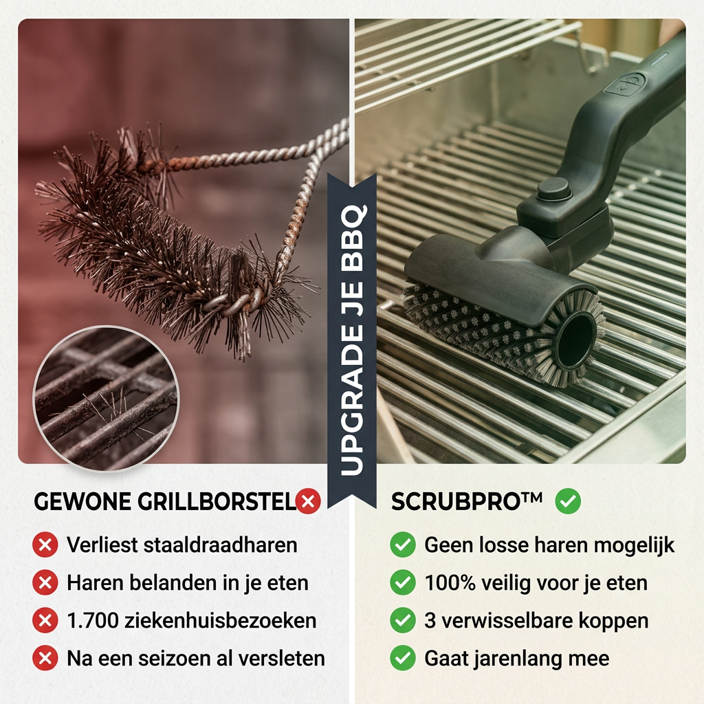 ScrubPro™ | BBQ Roosterreiniger — Aangekoekt Vet Eraf in Seconden, Zonder Losse Borstelharen