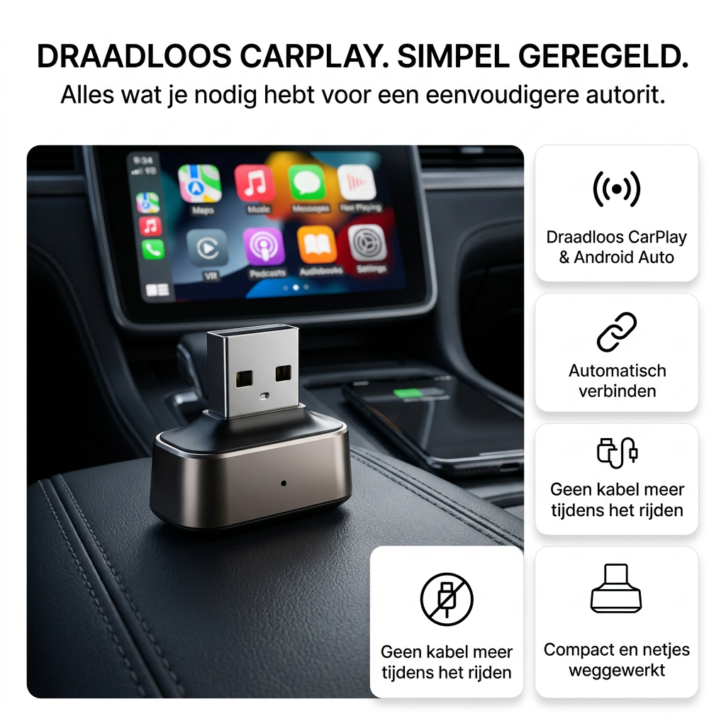 DriveLink™ | Draadloze USB CarPlay Adapter